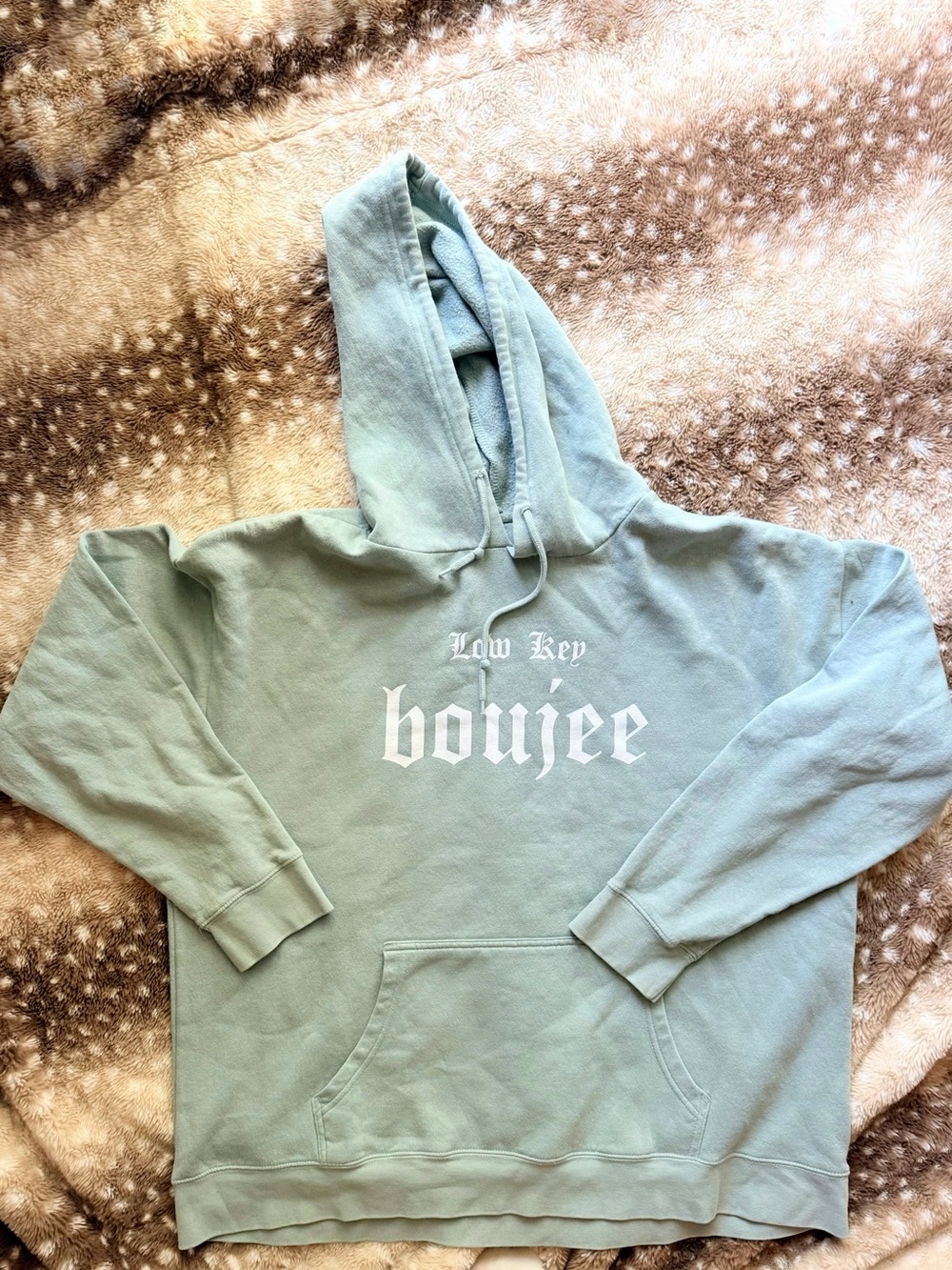One Size LA Trading Co Light Blue Low Key Boujee Graphic Hoodie - Picture 5 of 5
